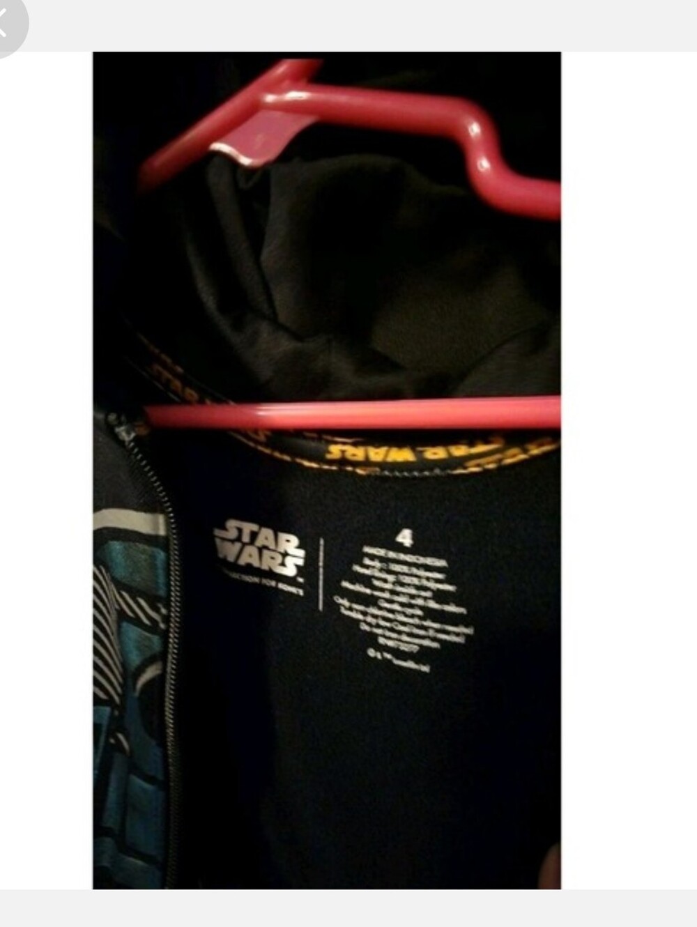 Star Wars R2D2 Zip Up Hoodie with Blue Foil Print Size 4 - Picture 4 of 4